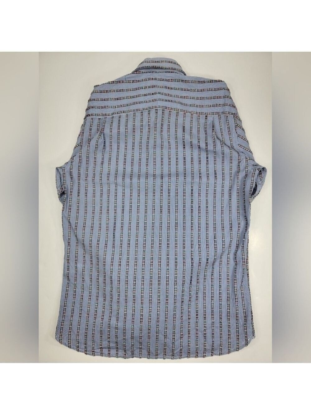 NWT Luchiano Visconti Black Mens S Striped Rainbow Button Up Shirt Long Sleeve - Picture 10 of 12